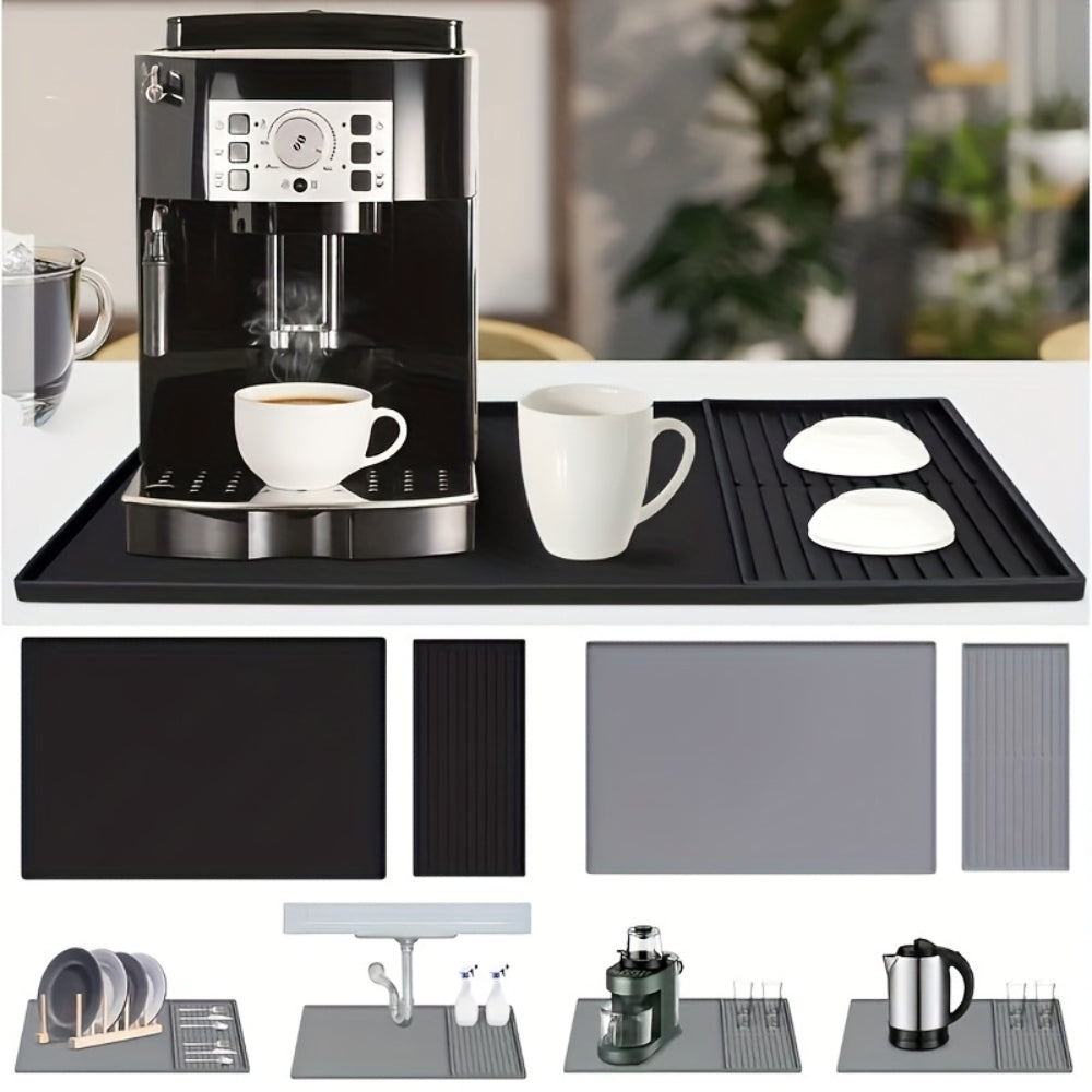 Heat-Resistant Silicone Coffee Bar Mat With Drainage