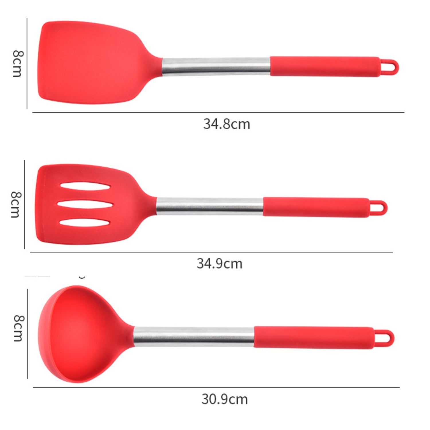 Heat-Resistant Silicone & Stainless Steel Utensil Set (3-Piece)