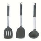 Heat-Resistant Silicone & Stainless Steel Utensil Set (3-Piece)