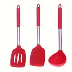 Heat-Resistant Silicone & Stainless Steel Utensil Set (3-Piece)