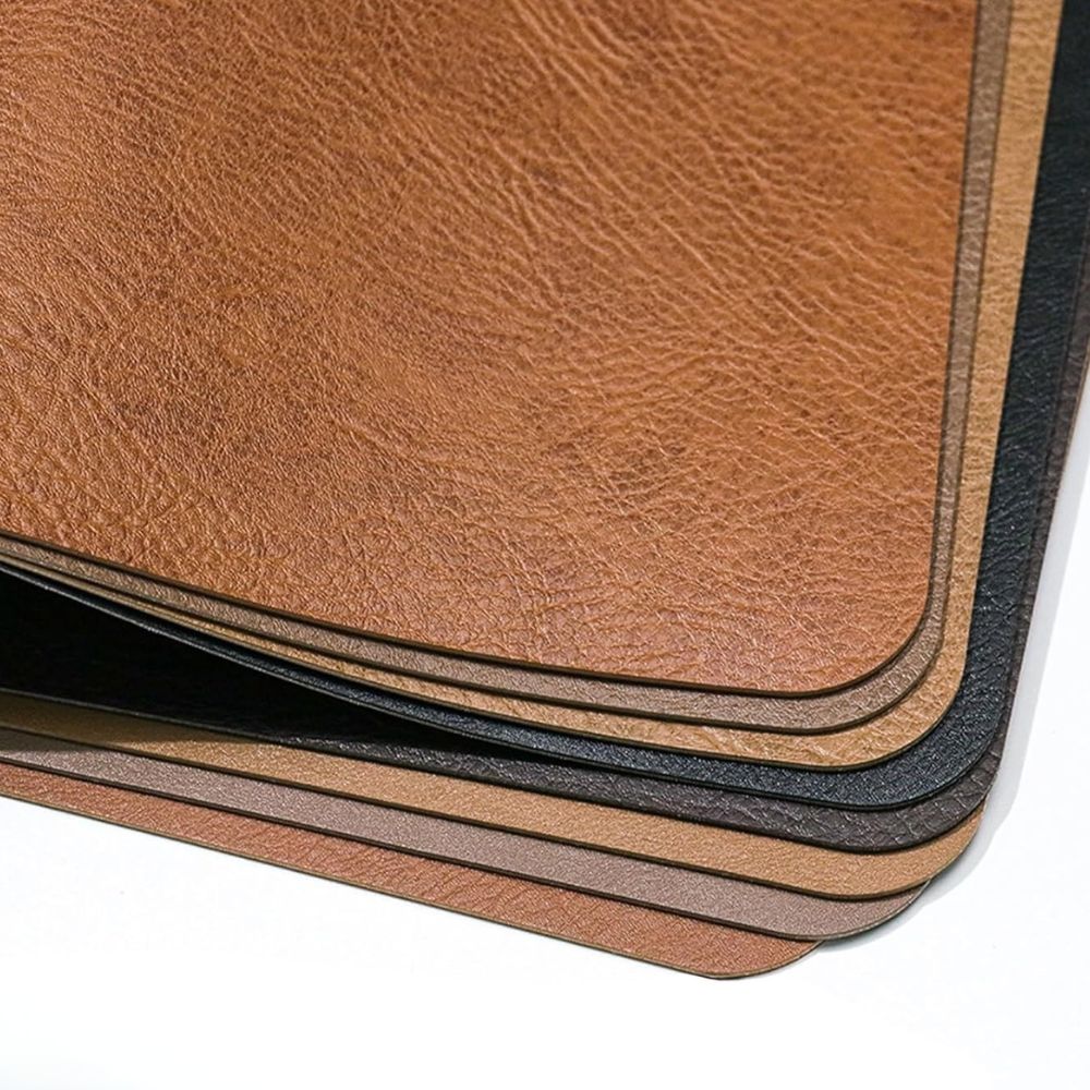 Heat-Resistant Vintage PU Leather Dining Placemat