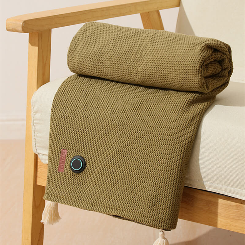 Heated Blanket Knitted Waffle Fleece USB Powered 3 Heat Settings