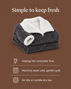 Heated Blanket Robe Adjustable Heat Sherpa-Lined Foot Pocket