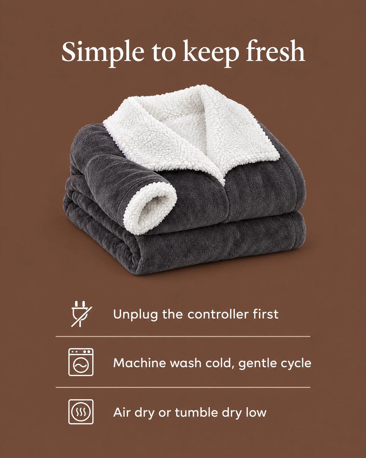 Heated Blanket Robe Adjustable Heat Sherpa-Lined Foot Pocket