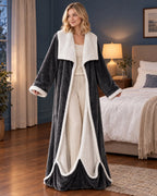 Heated Blanket Robe Adjustable Heat Sherpa-Lined Foot Pocket
