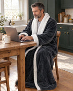 Heated Blanket Robe Adjustable Heat Sherpa-Lined Foot Pocket