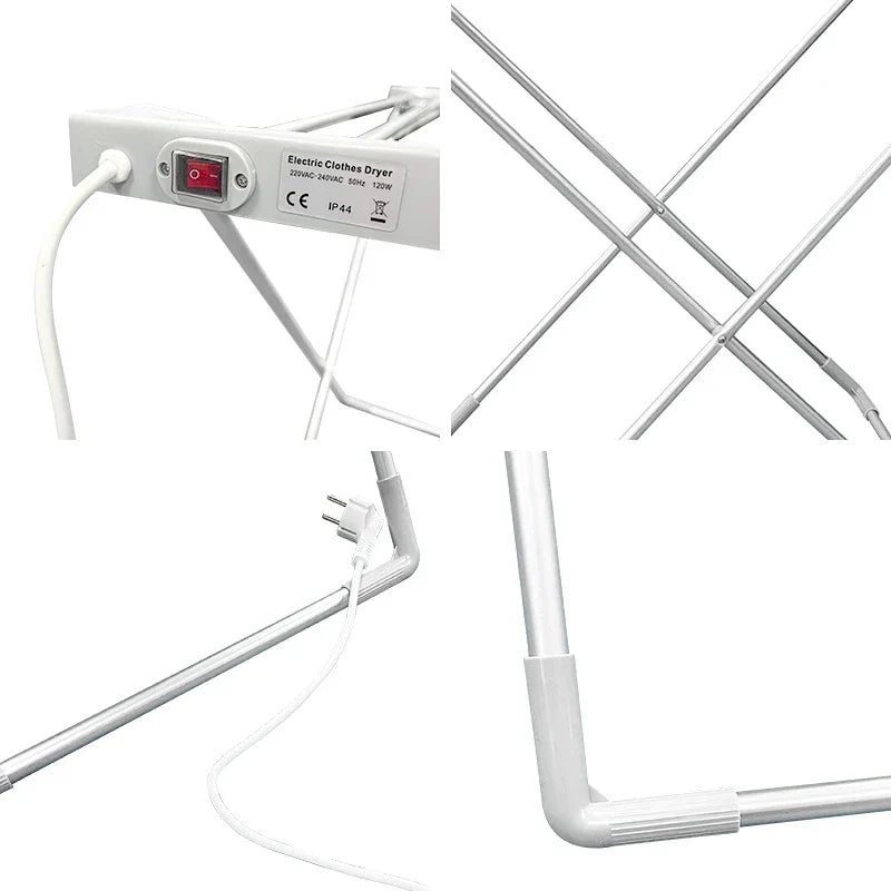 Heated Drying Rack Foldable Aluminum Adjustable Wings