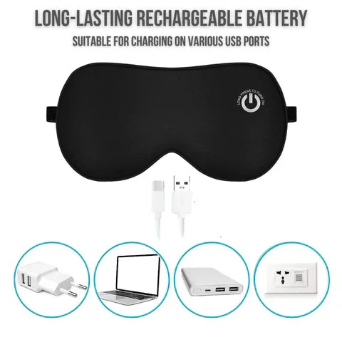Heated Eye Mask Cordless USB Rechargeable Gentle Vibration