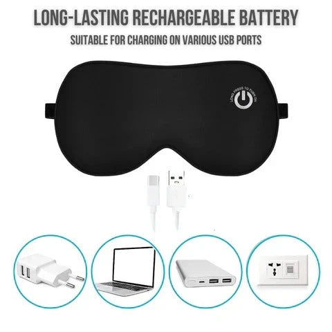 Heated Eye Mask Rechargeable Adjustable Heat & Vibration