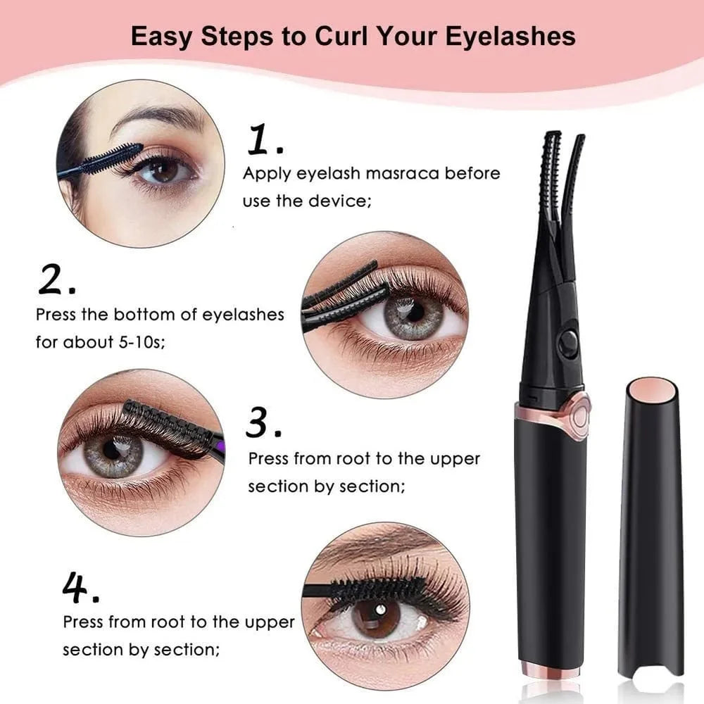 Heated Eyelash Curler USB Rechargeable Curved Comb Head