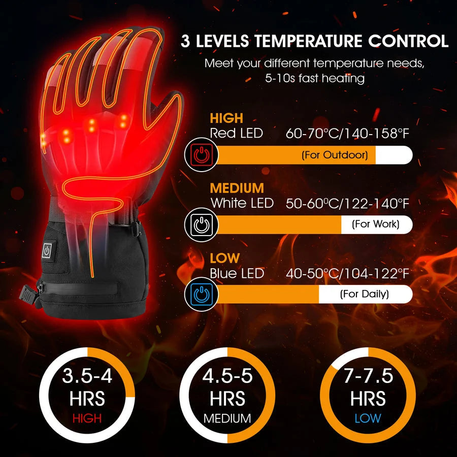 Heated Glove Liners Far-Infrared Touchscreen & Water-Resistant