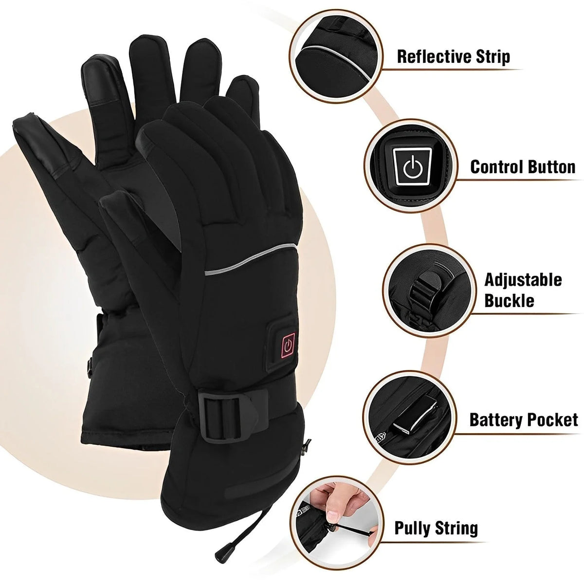 Heated Gloves USB Rechargeable 3-Level Heating
