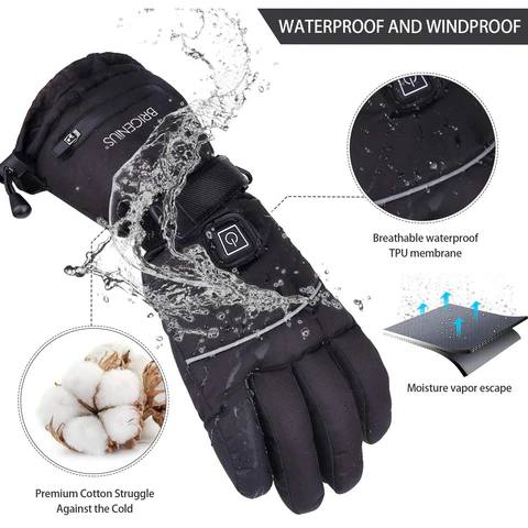 Heated Gloves Water-Resistant 3 Heat Levels 8-Hour Warmth