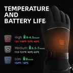 Heated Gloves Water-Resistant 3 Heat Levels 8-Hour Warmth