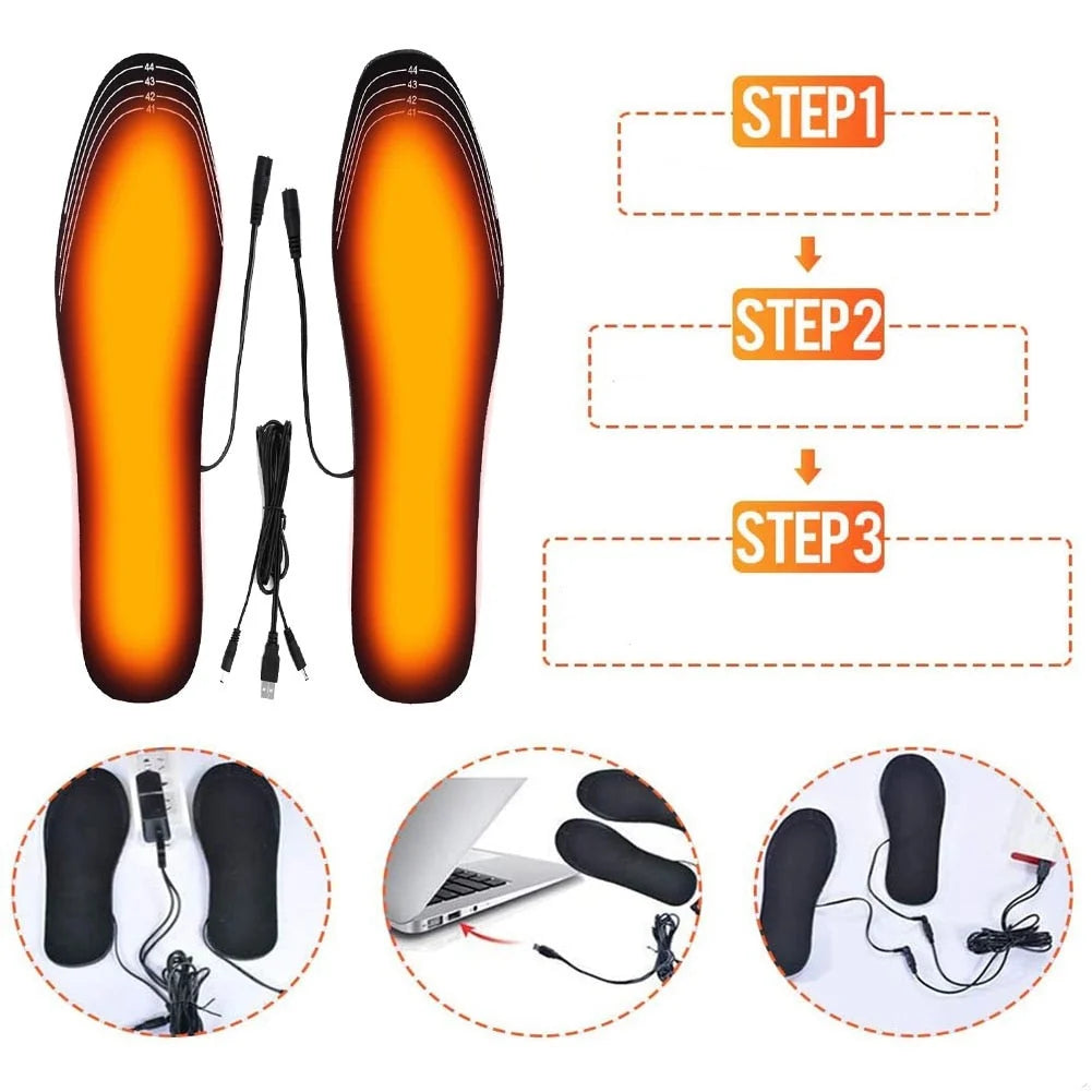 Heated Insoles USB Rechargeable Cut to Fit Adjustable Heat