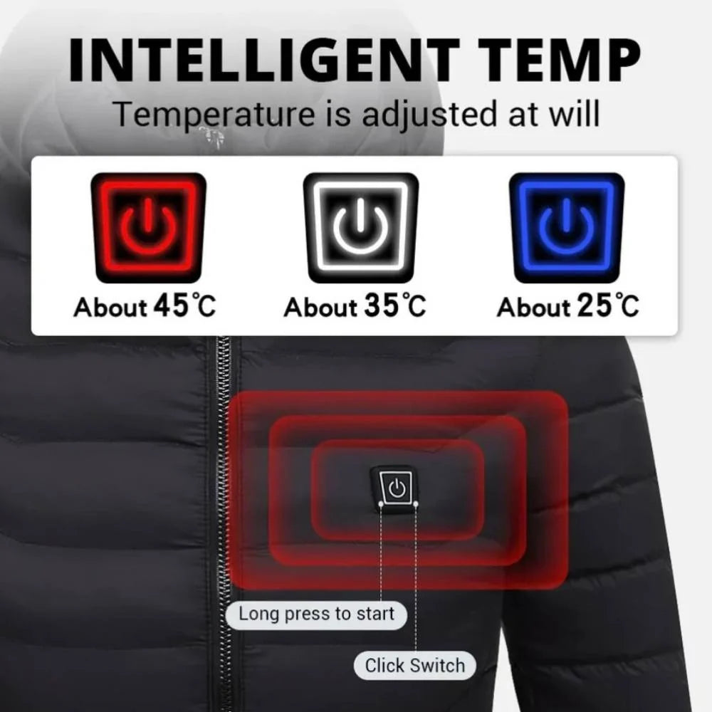 Heated Jacket Adjustable Heating Panels Water-Resistant & Breathable