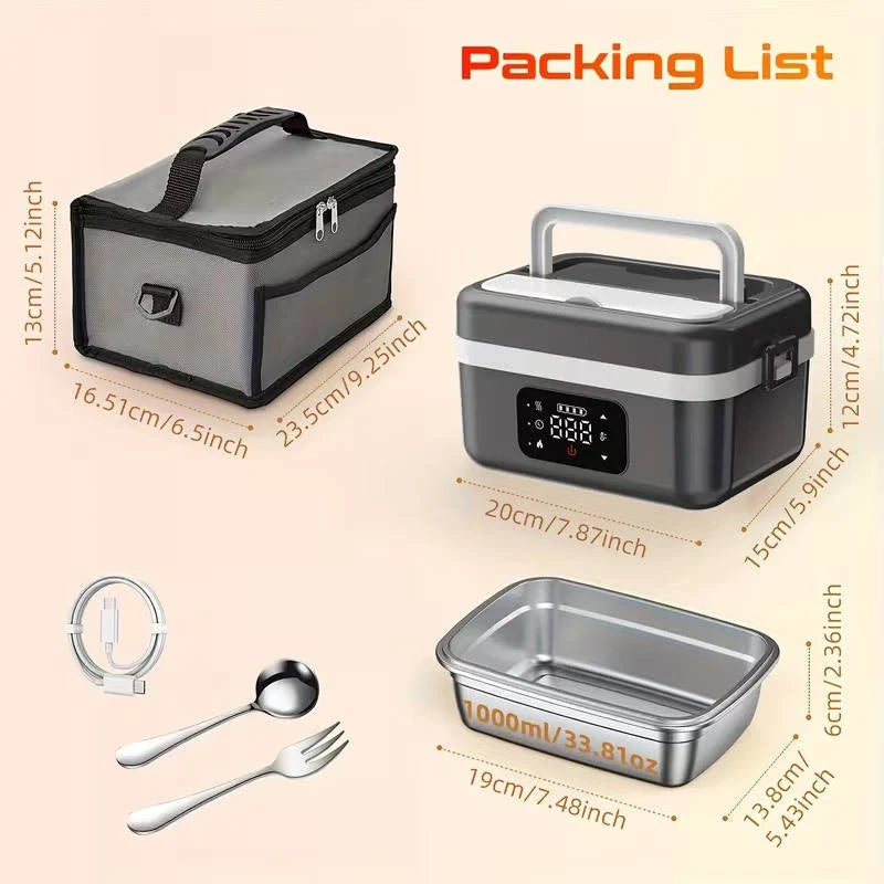 Heated Lunch Box Cordless 12000mAh Leak-Proof