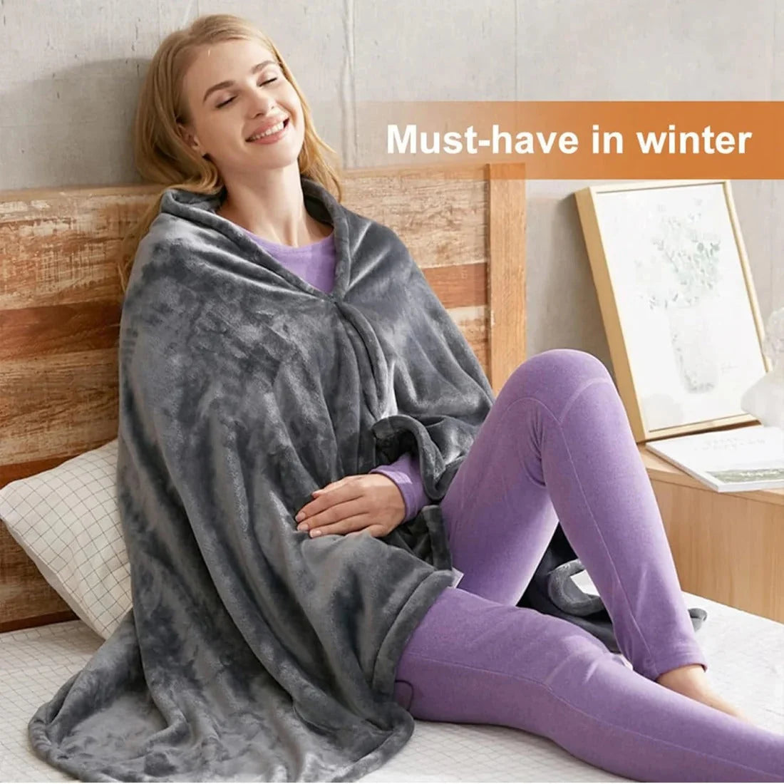 Heated Shawl USB-Powered Instant Heat Removable Fleece