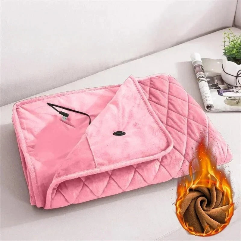 Heated Shawl USB-Powered Soft Fleece & Diamond-Quilted