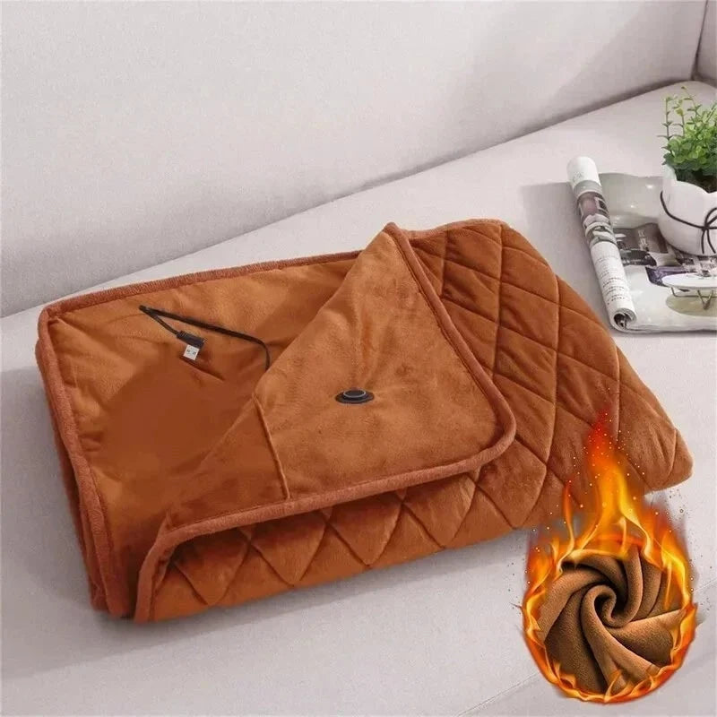 Heated Shawl USB-Powered Soft Fleece & Diamond-Quilted