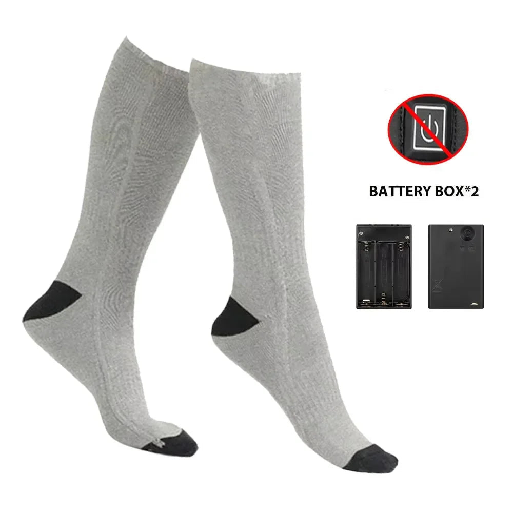 Heated Socks Battery-Powered Cotton-Blend Toe & Sole Heating