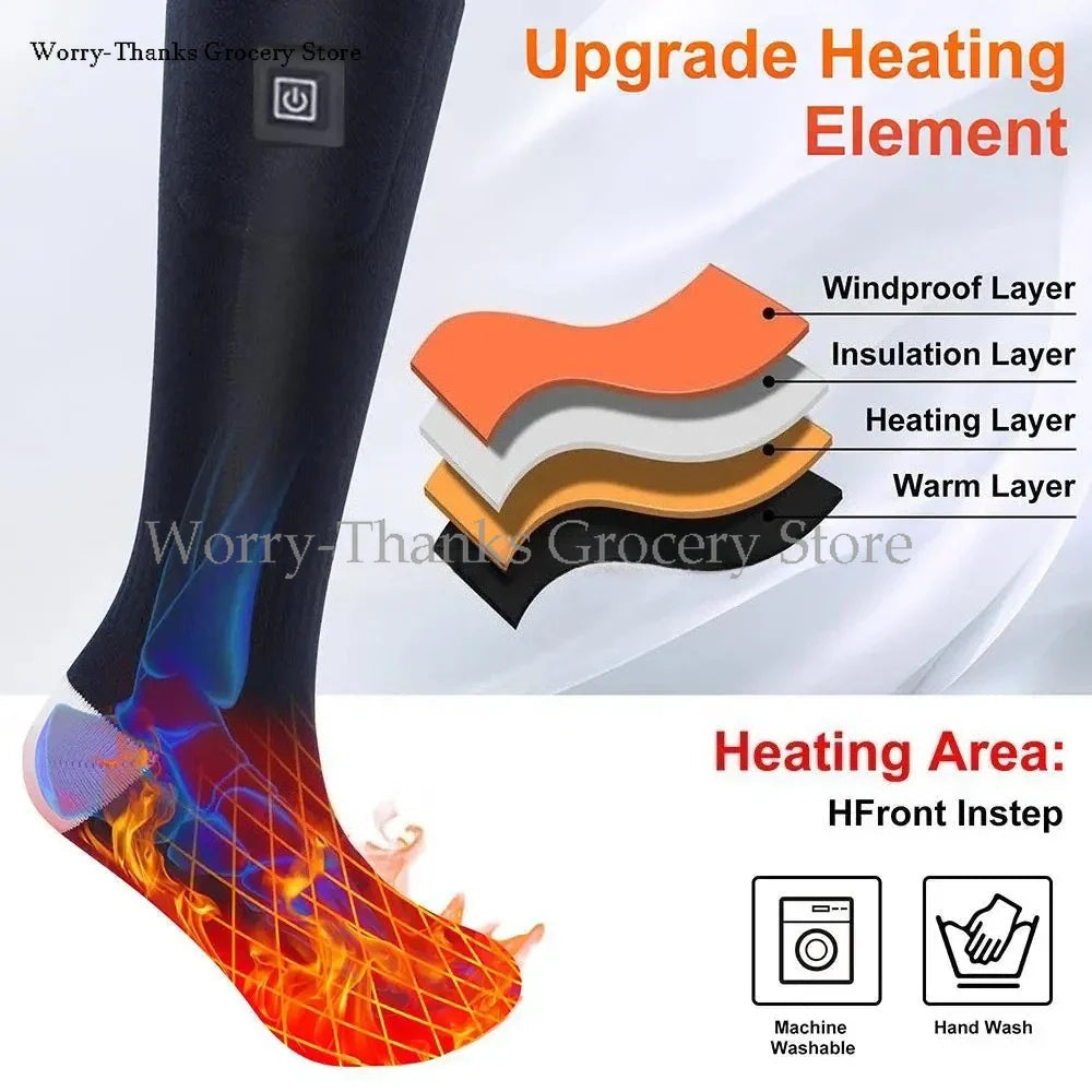 Heated Socks Battery-Powered Cotton-Blend Toe & Sole Heating
