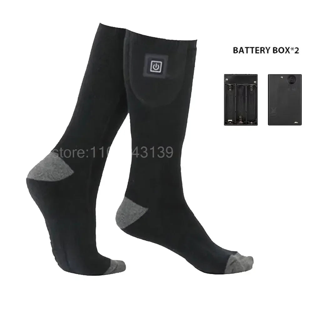 Heated Socks Battery-Powered Cotton-Blend Toe & Sole Heating