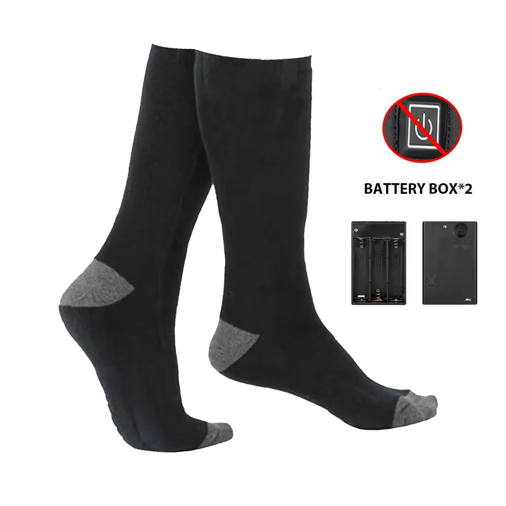 Heated Socks Battery-Powered Cotton-Blend Toe & Sole Heating