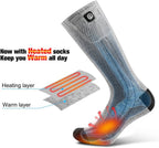 Heated Socks Rechargeable 3 Heat Levels Breathable Polyester Blend