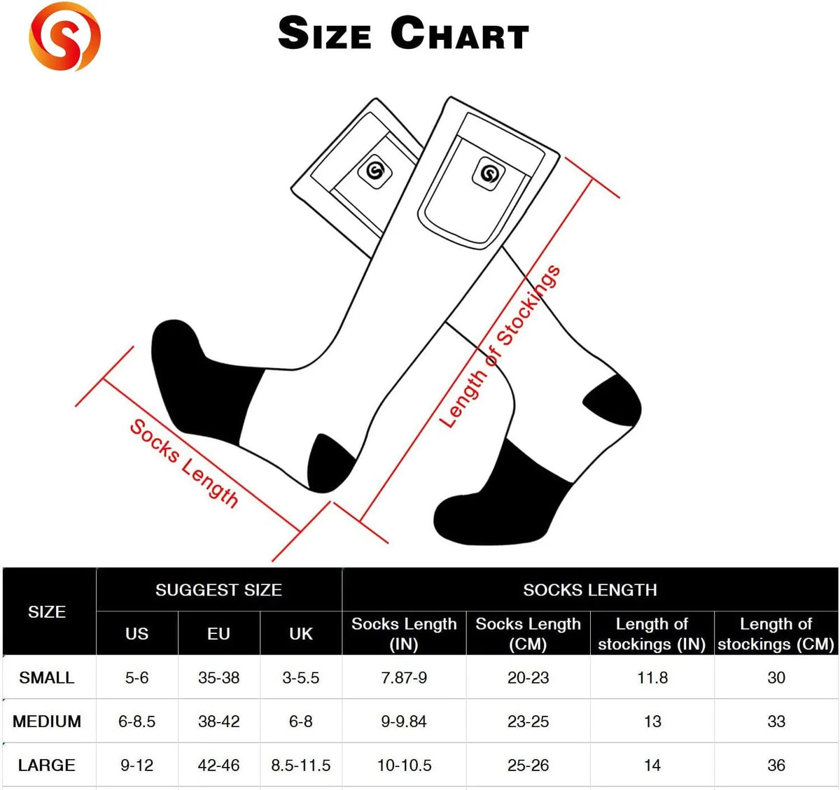 Heated Socks Rechargeable 3 Heat Levels Breathable Polyester Blend