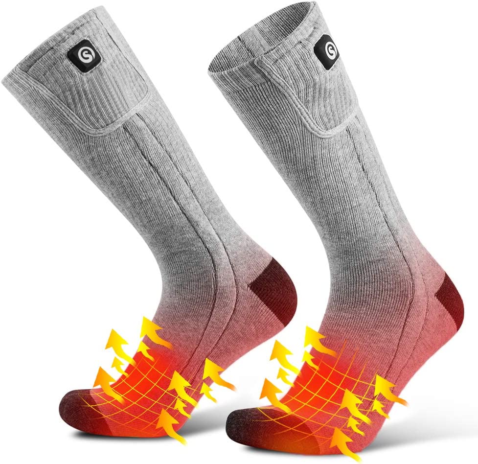 Heated Socks Rechargeable 3 Heat Levels Breathable Polyester Blend