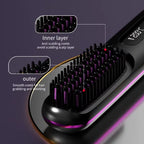 Heated Styling Brush Cordless Ceramic Bristles Scalp Guard