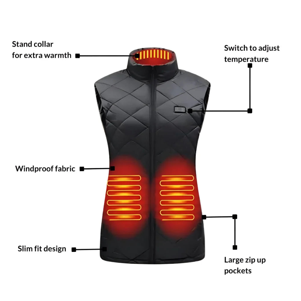 Heated Vest 9 Heating Zones USB-Powered Slim Fit