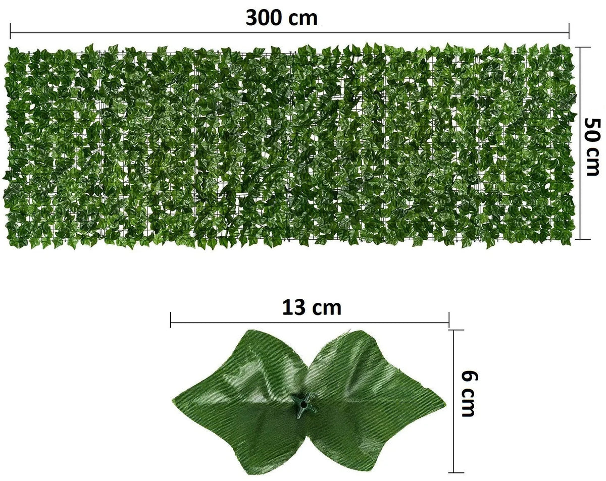 Hedge Panel Artificial Ivy Privacy Screen Weather-Resistant
