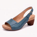 Heeled Sandals Peep Toe Faux Leather Anti-Slip Sole