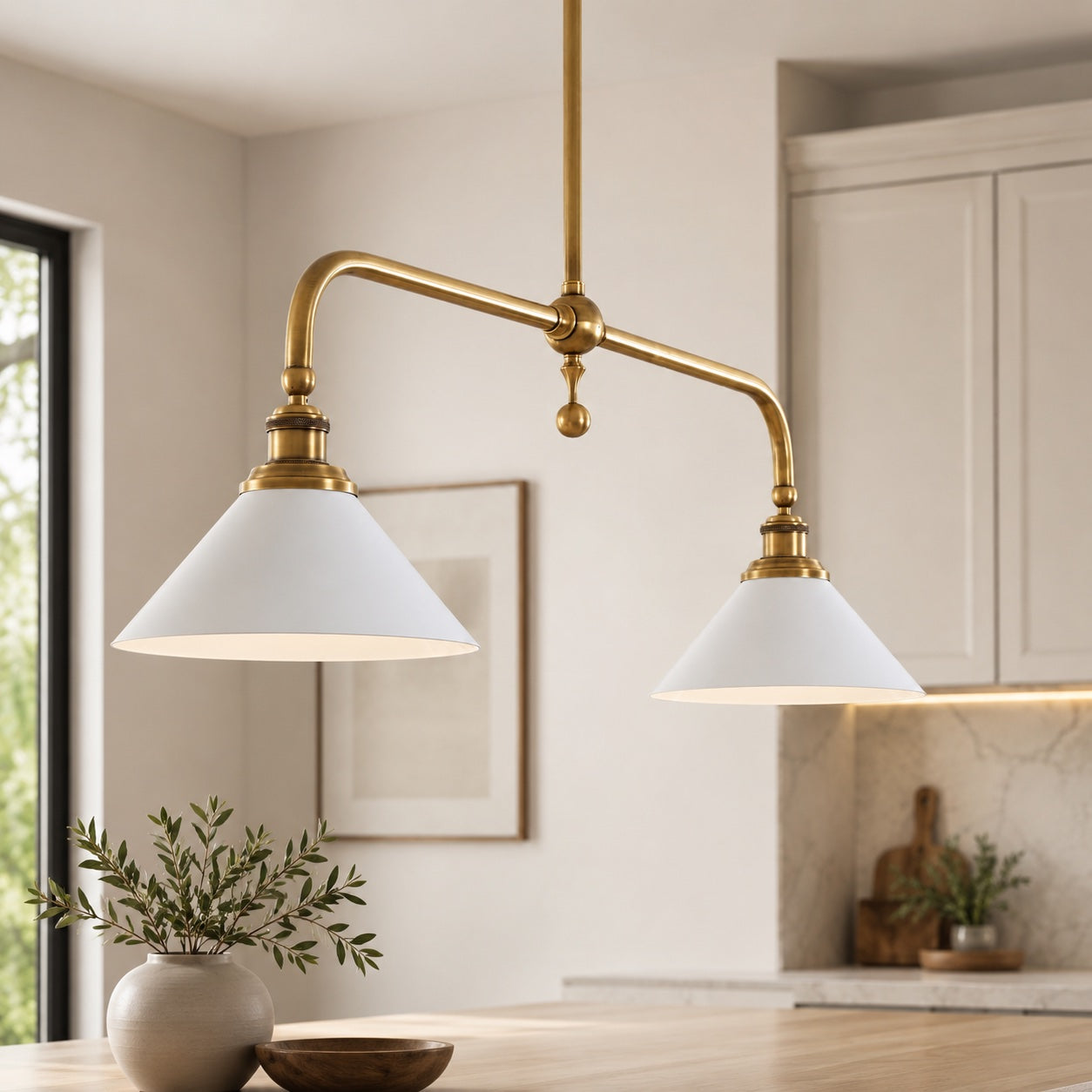 Height-Adjustable Glass Shade Pendant Light (LED Compatible)