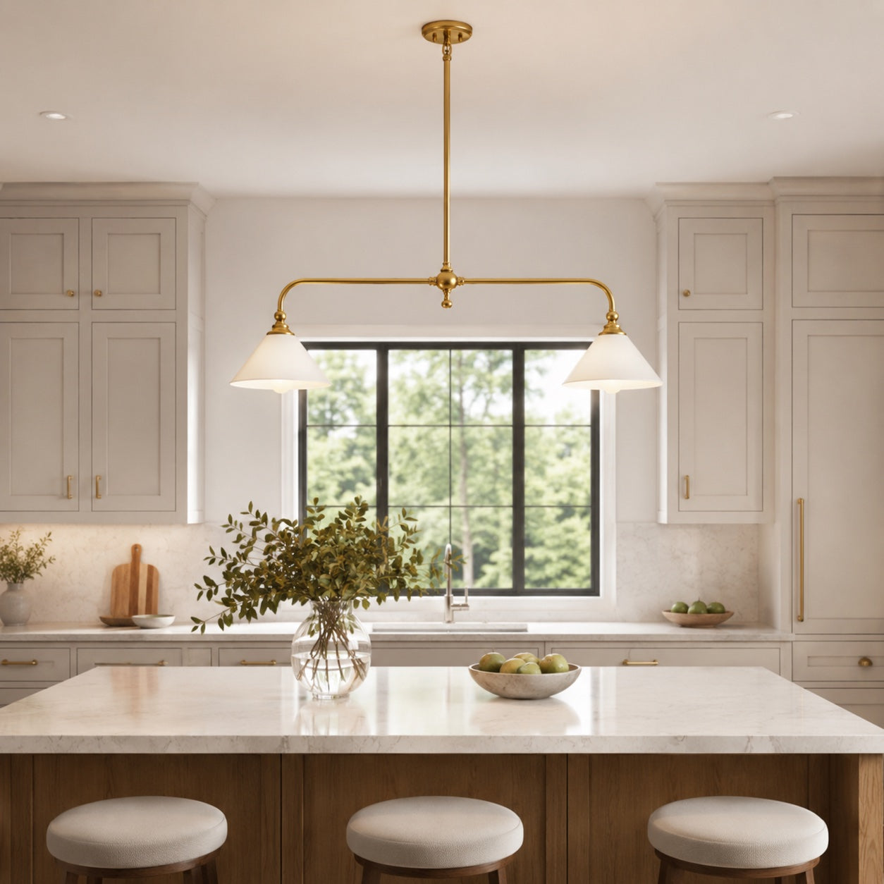 Height-Adjustable Glass Shade Pendant Light (LED Compatible)