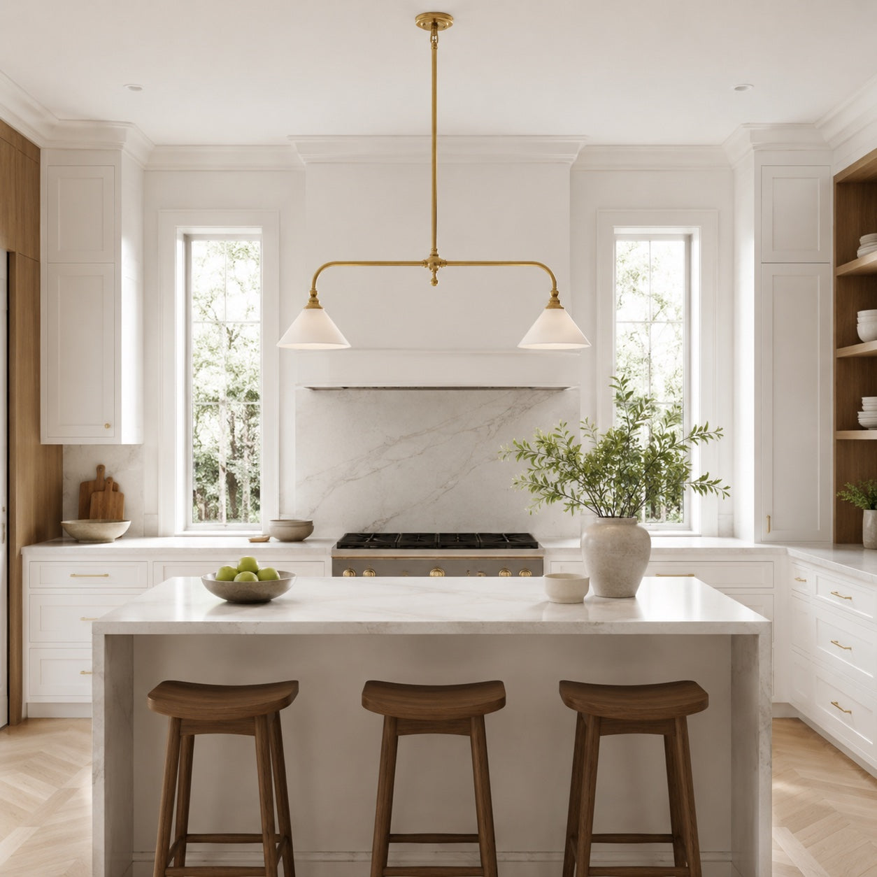 Height-Adjustable Glass Shade Pendant Light (LED Compatible)