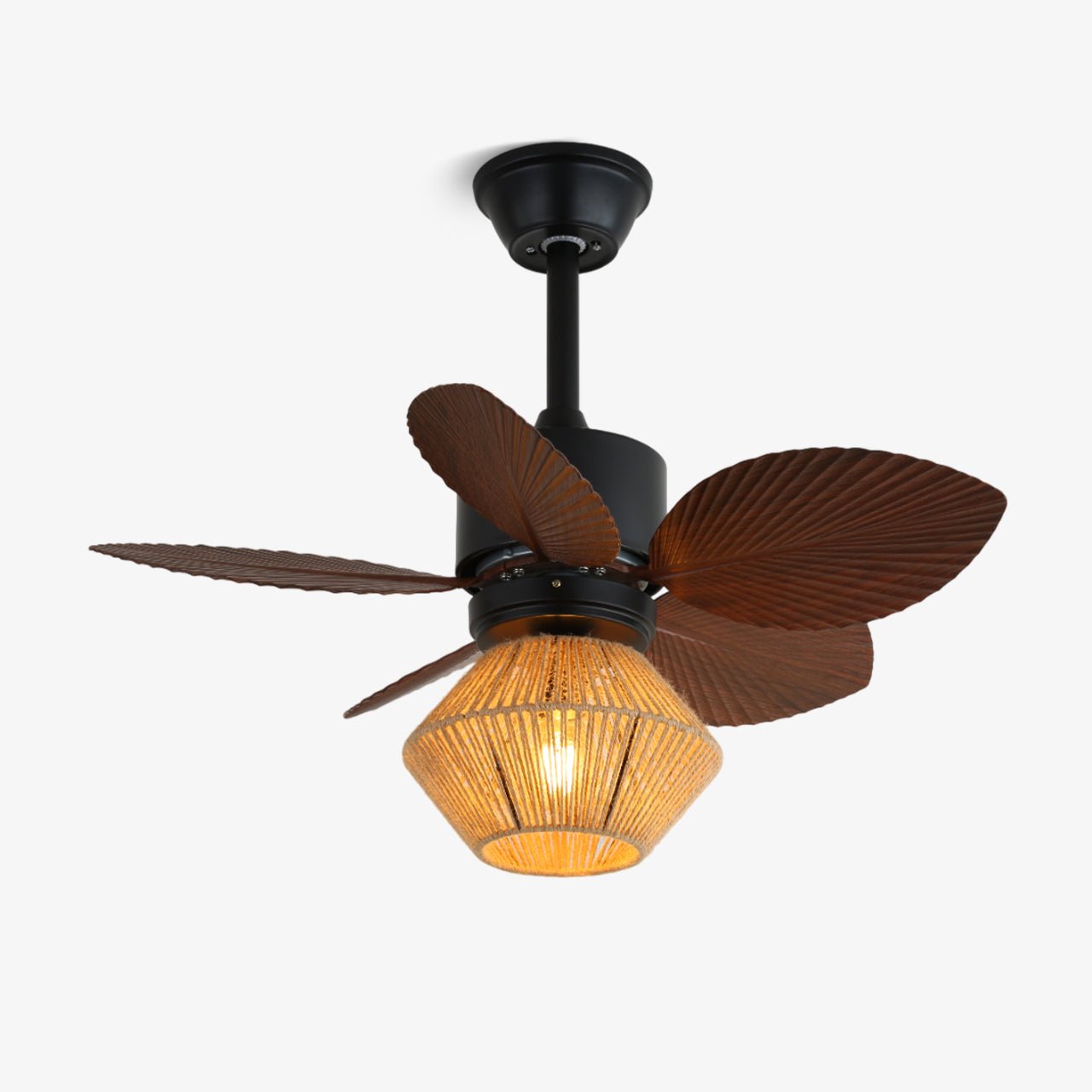 Hemp Rope Lampshade & 6-Speed Remote Ceiling Fan (Indoor)