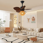 Hemp Rope Lampshade & 6-Speed Remote Ceiling Fan (Indoor)