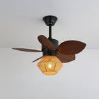 Hemp Rope Lampshade & 6-Speed Remote Ceiling Fan (Indoor)