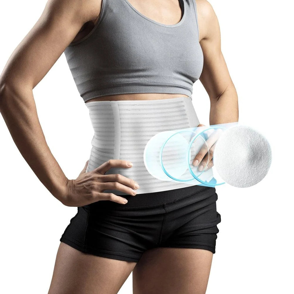 Hernia Support Belt Removable Silicone Pad & Anti-Roll Stays