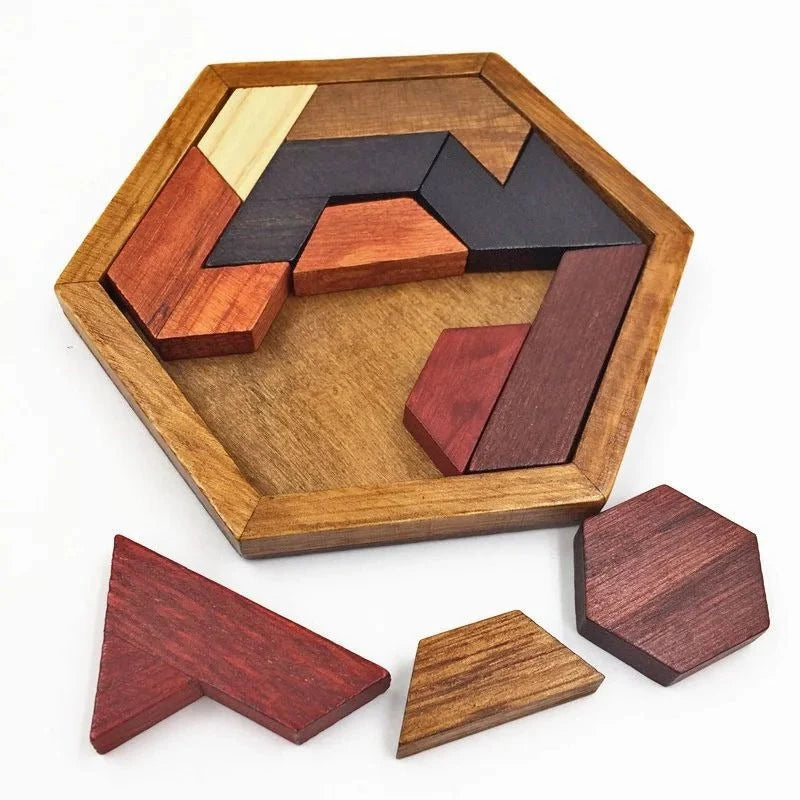 Hexagonal Puzzle Natural Wood 120 Challenges