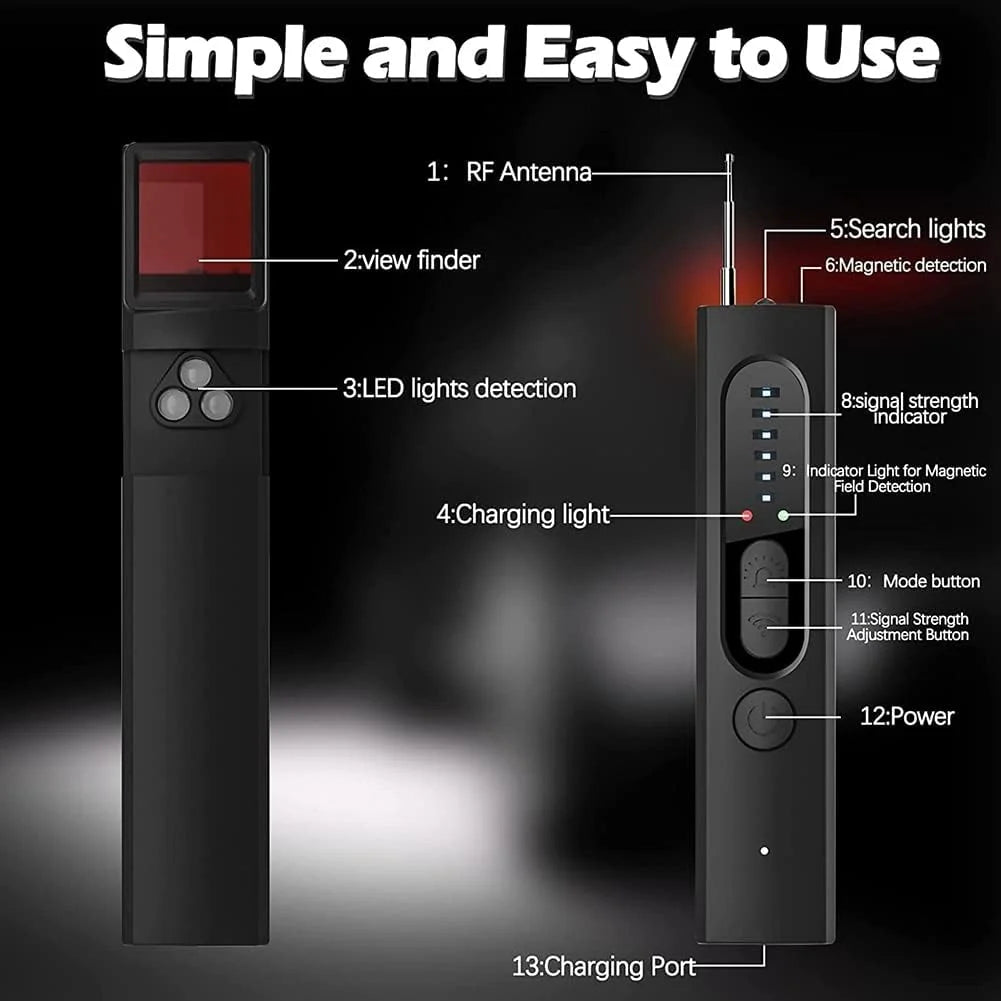 Hidden Camera Detector RF & Magnetic 25-Hour Battery