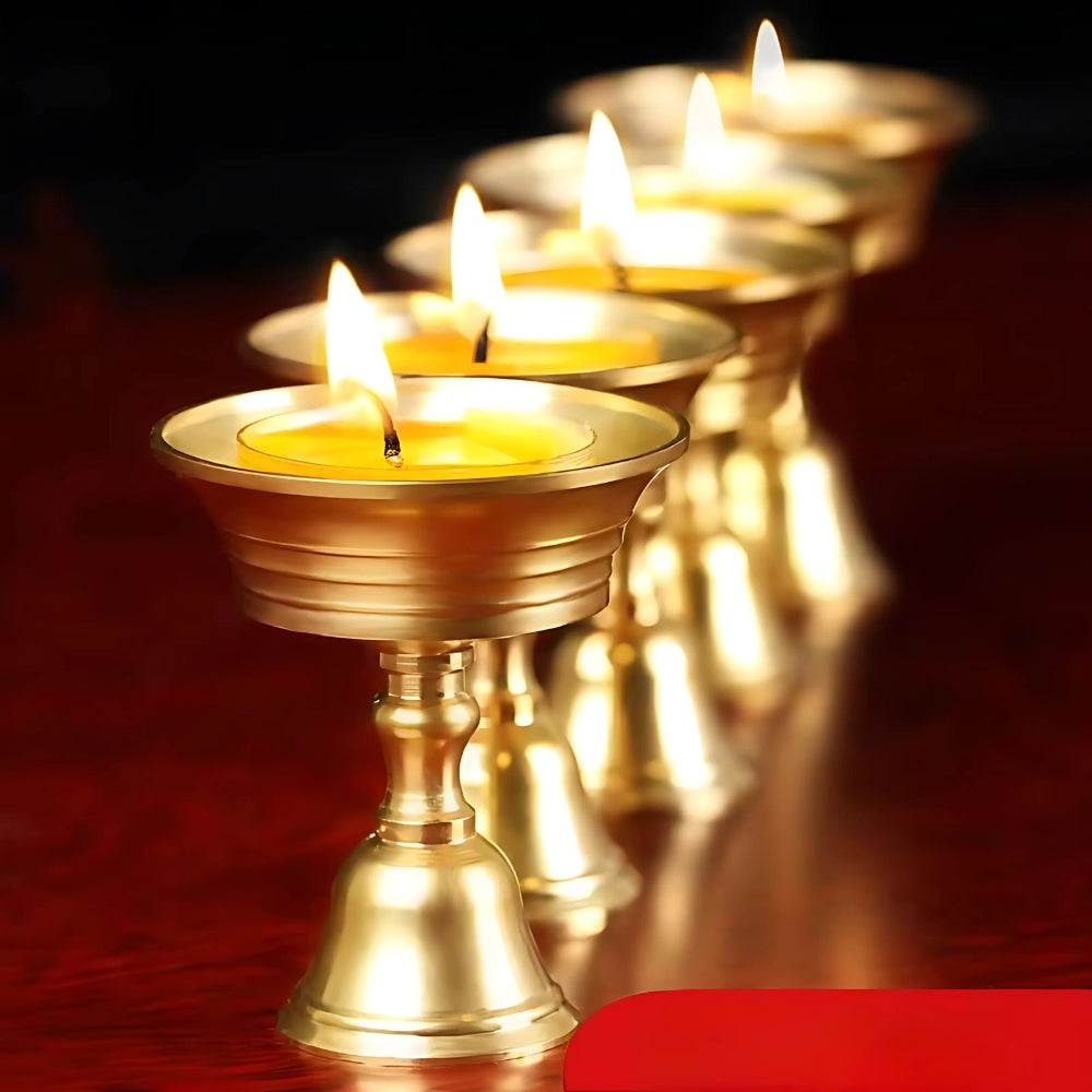 High-Polished Copper-Tone Steel Pedestal Candle Holder (Two Sizes)