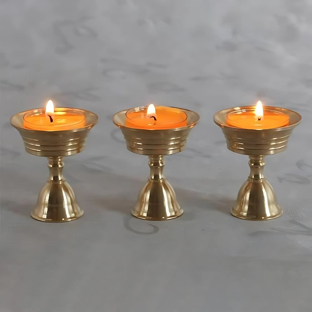 High-Polished Copper-Tone Steel Pedestal Candle Holder (Two Sizes)