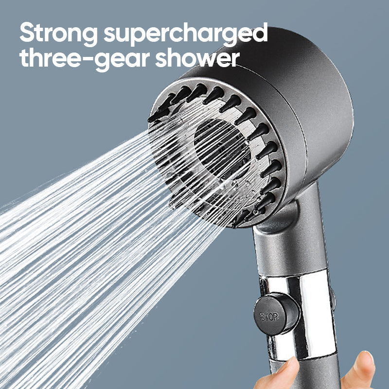 High-Pressure Single-Button Handheld Shower Head (No-Drill Mount)