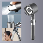 High-Pressure Single-Button Handheld Shower Head (No-Drill Mount)