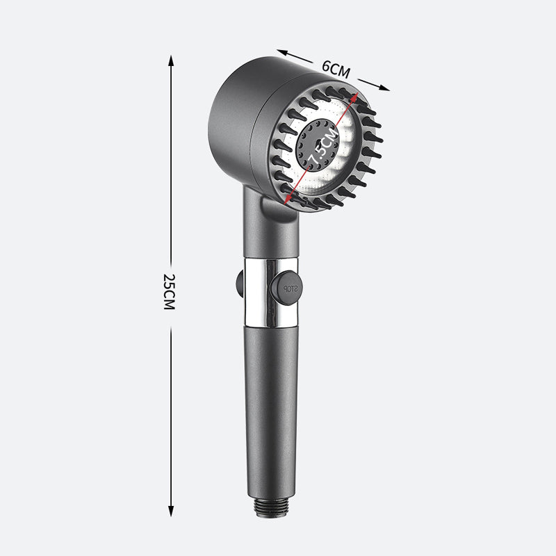 High-Pressure Single-Button Handheld Shower Head (No-Drill Mount)