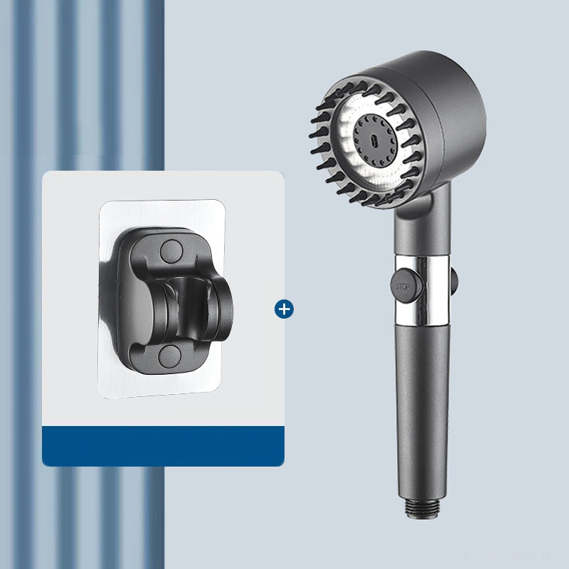 High-Pressure Single-Button Handheld Shower Head (No-Drill Mount)